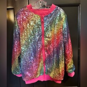 Rainbow Sequin Bomber Jacket